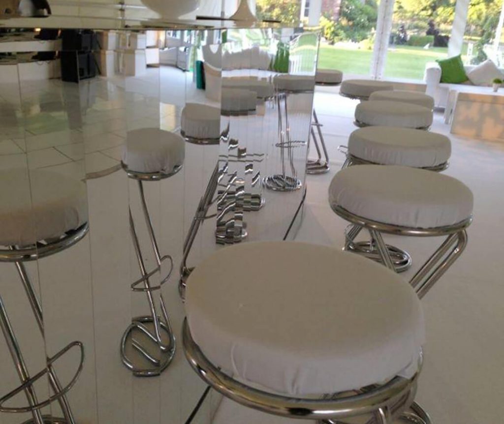 Slatted Silver Mirror Bar Furniture4Events